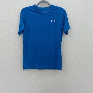 Under Armour Fitted Heat Gear Blue Short Sleeve Streaker Tee T Shirt Mens Small